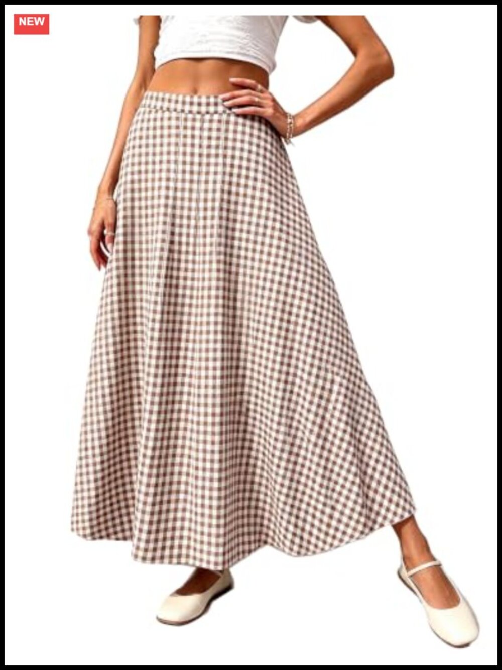 Plaid Maxi Skirt with Pockets High Waisted Flowy